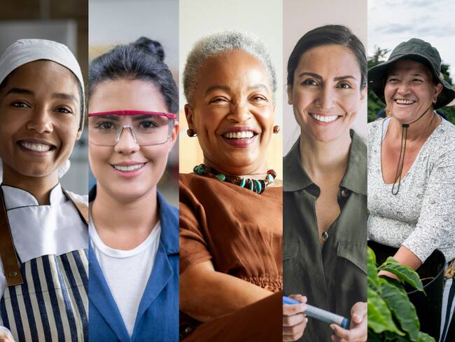 Rostro de varias mujeres colombianas en sus diversas labores (Getty Images)