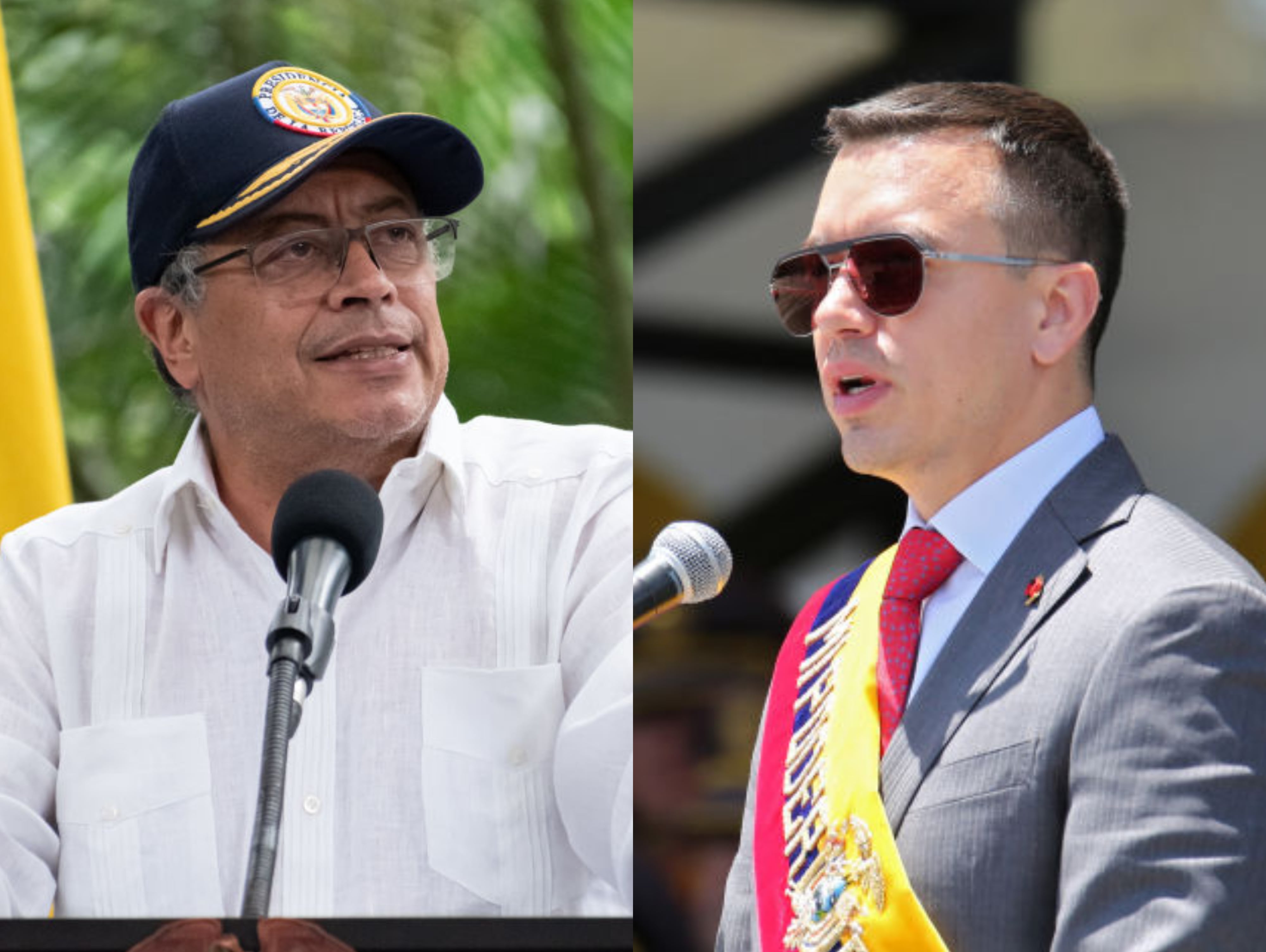 Gustavo Petro y Daniel Noboa. Foto: (Photo by: Juan J. Eraso/Long Visual Press/Universal Images Group via Getty Images) / (Photo by Felipe Stanley/Agencia Press South/Getty Images)