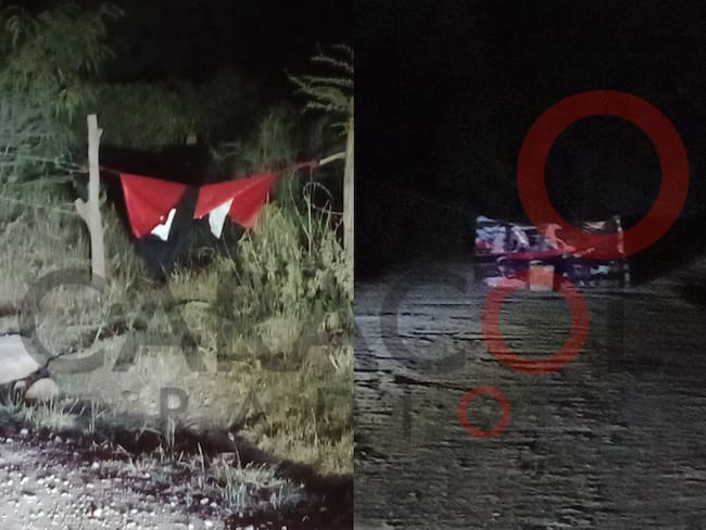 Bandera y caja del ELN cerca al Cantón San Jorge de Cúcuta. / Foto: Cortesía.