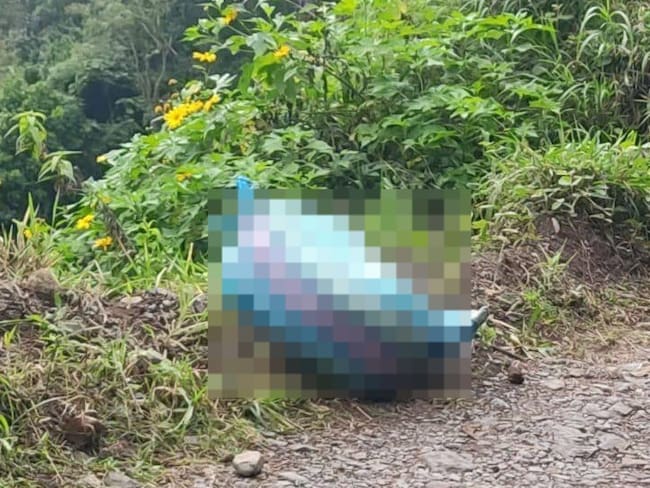 Cuerpo hallado encostalado en Támesis, Antioquia. Foto cortesía.