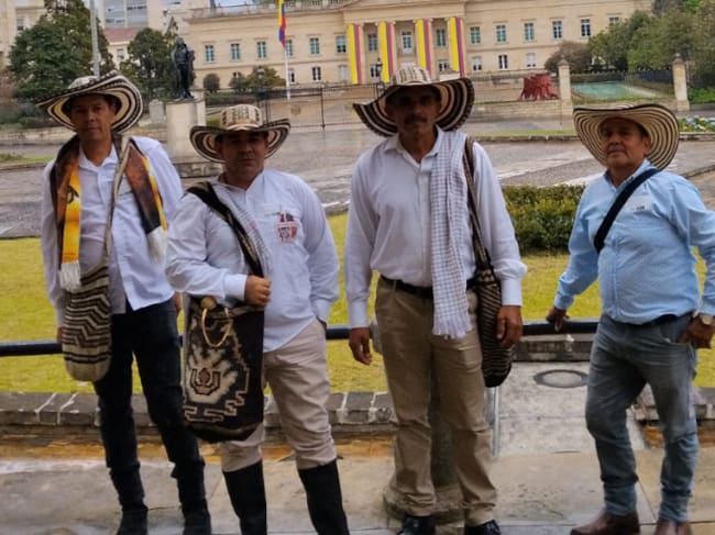 Campesinos de Palmor durante su visita a Bogotá para defender sus predios. Foto: Suministrada