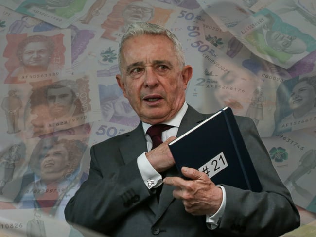 Juicio Álvaro Uribe (Colprensa - Cristian Bayona); dinero colombiano, imagen de referencia (Getty Images).