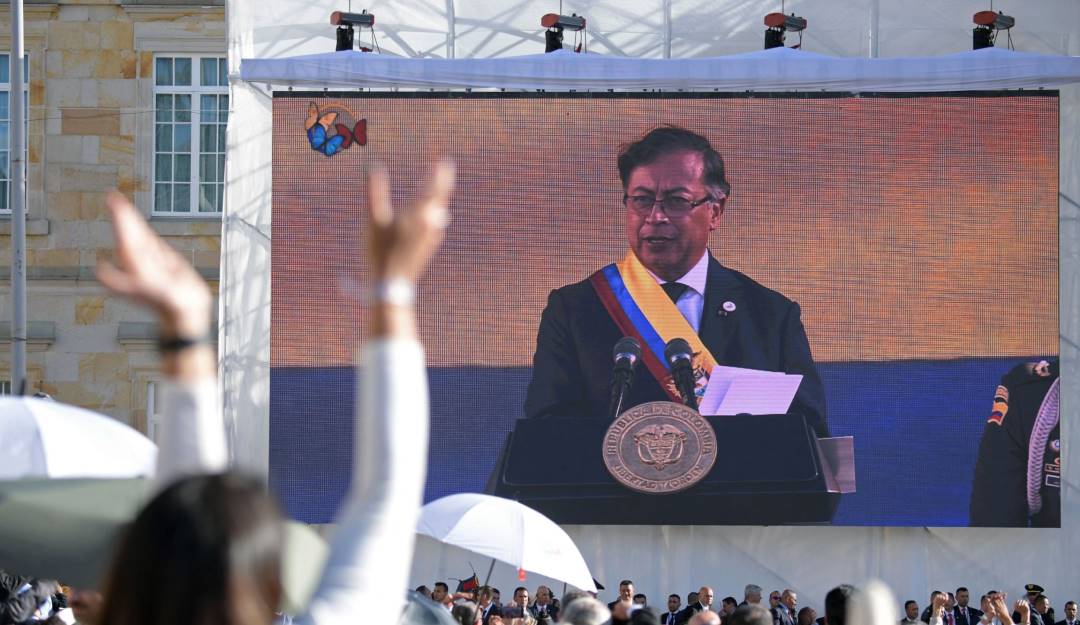 Gustavo Petro durante su discurso de posesión presidencial.              Foto: Getty 