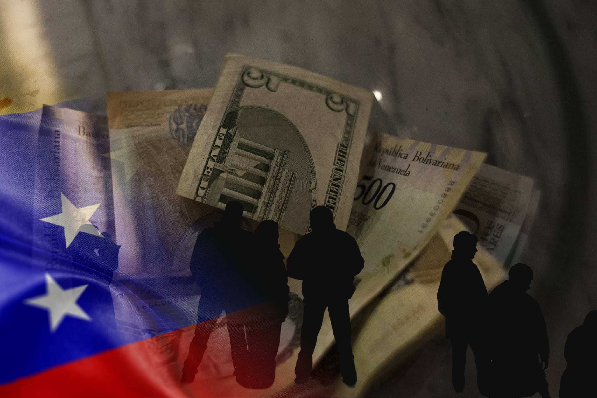 Imagen de los dólares y los bolívares tomada de Getty imagenes (Crédiro: Bloomberg Creative) // Imagen de la bandera de Venezuela tomada de Getty Imagenes (autor: Mariano Sayno) // Imagen de las personas tomada de Getty imagenes (Autor: Arctic-Images)
