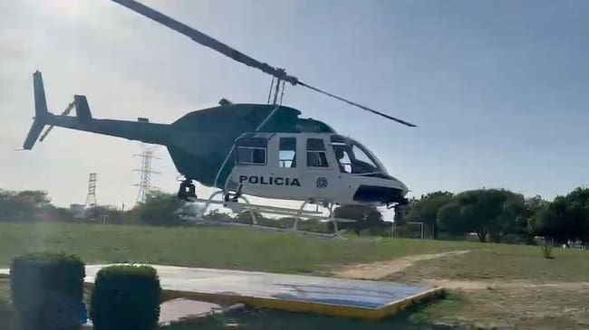 Helicóptero Halcón. Foto: captura de pantalla de video Policía de Barranquilla.
