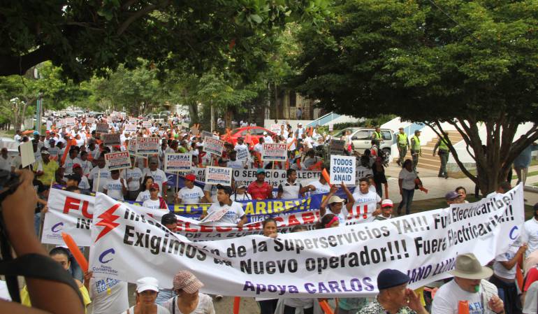 Marcha contra Electricaribe en Barranquilla durante el 11 de agosto de 2016.