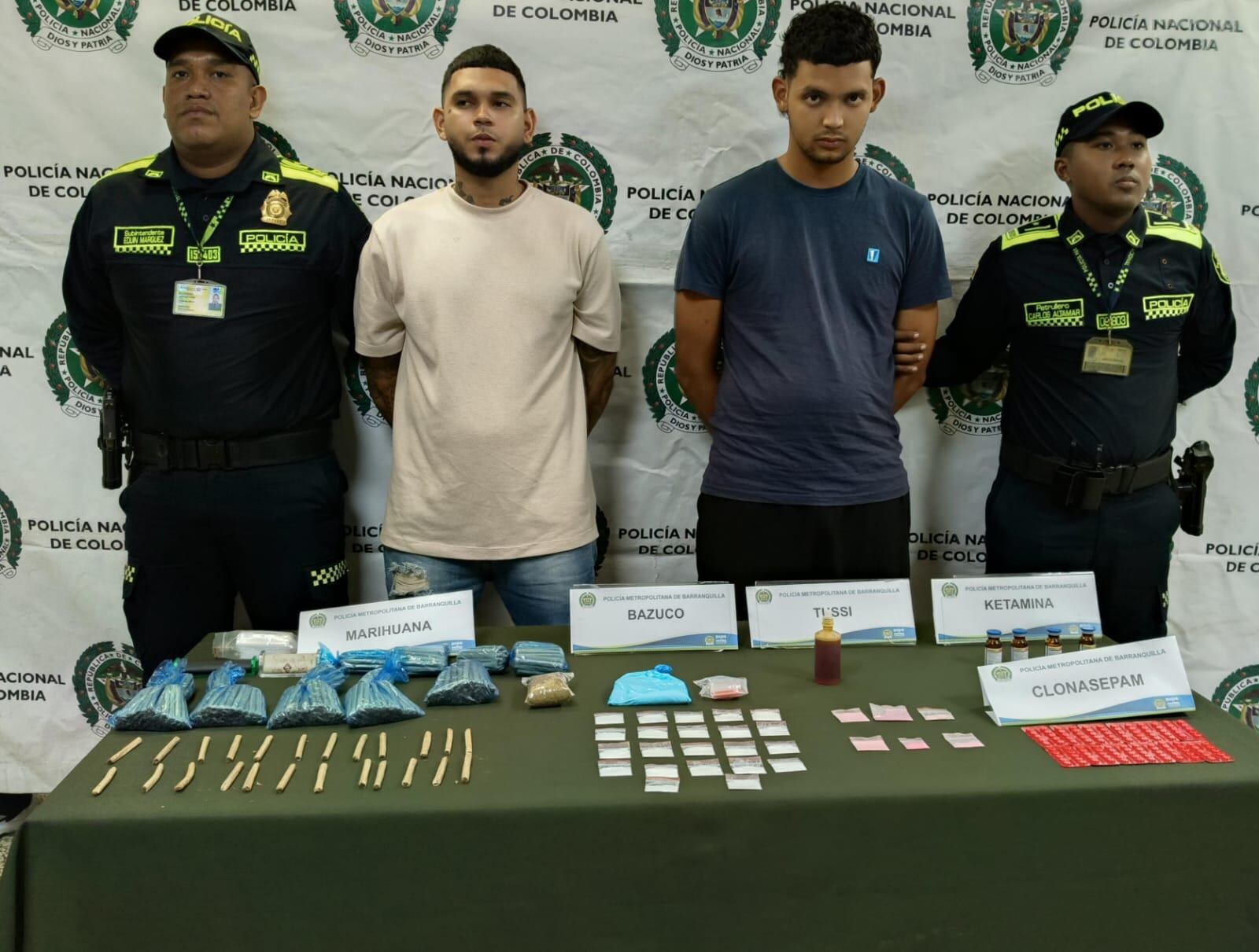 Los capturados. Foto: cortesía Policía de Barranquilla.