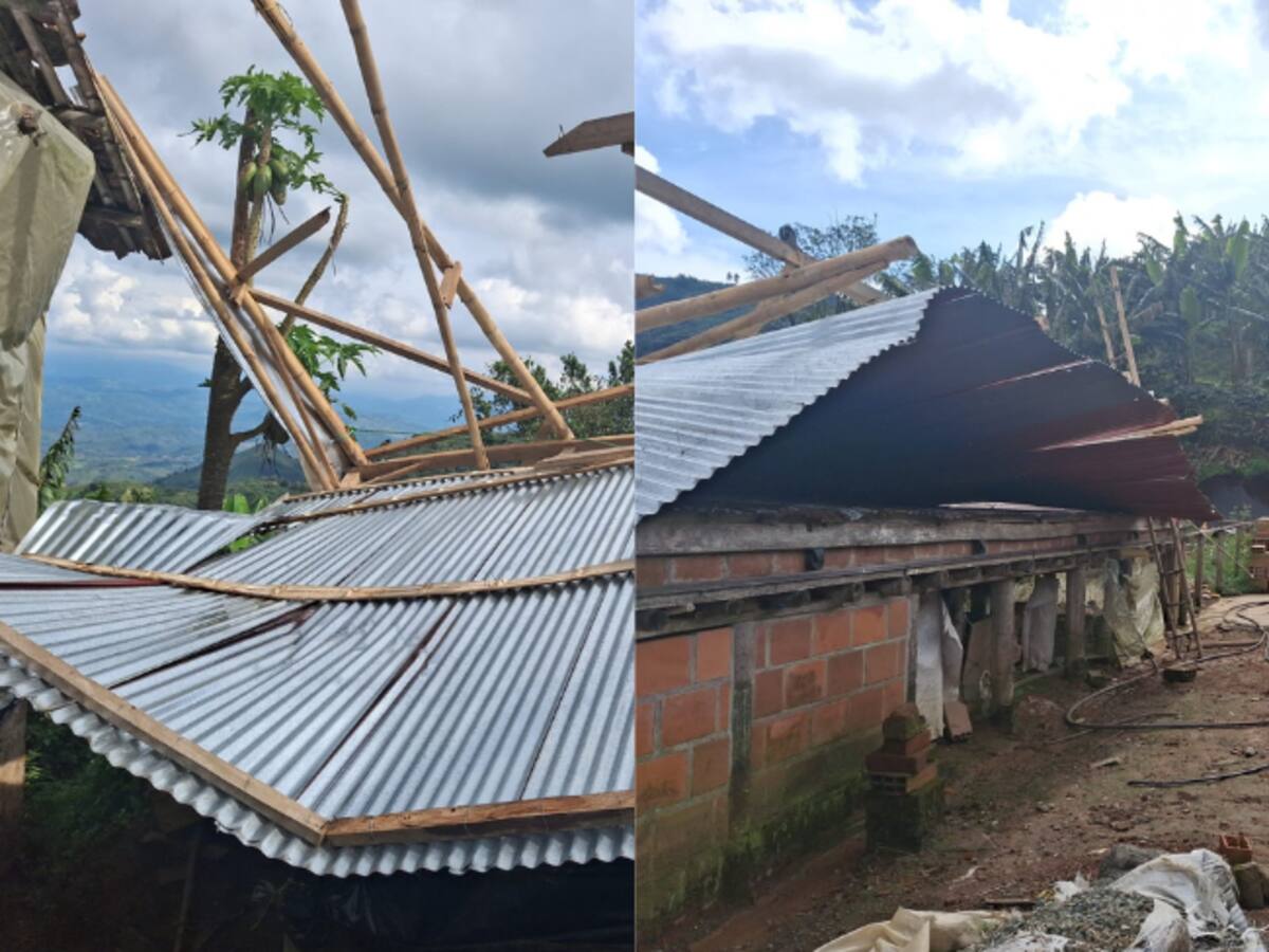 Un fuerte vendaval destechó varias viviendas en tres veredas en Anserma, Caldas