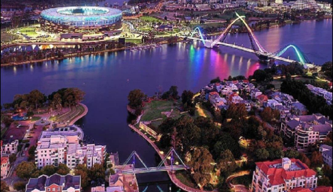 Trafalgar Bridge en East Perth y Matagarup Bridge en Burswood