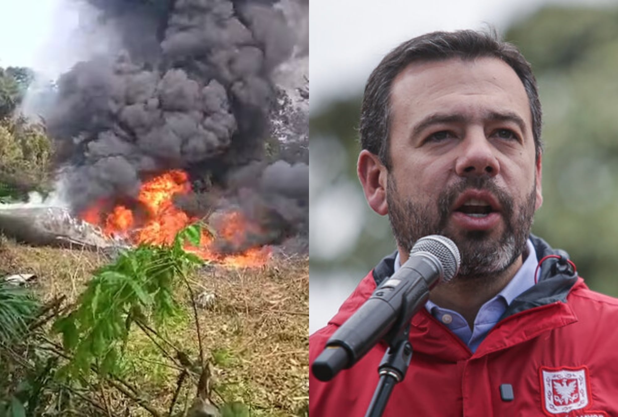 Accidente de la FAC y Carlos Fernando Galán. Fotos: Captura de video / (Colprensa - Cristian Bayona).