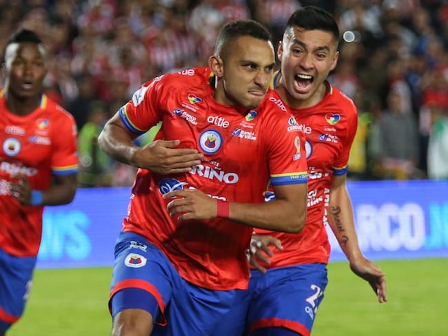 Ray Vanegas celebra el gol que el marcó al Junior en la final del 2019, donde posteriormente falló un lanzamiento desde el punto penal.