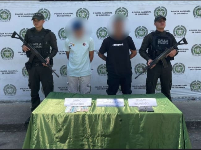 Capturados alias "Blu" y alias "Barrio" por el delito de extorsión en Tuluá, Valle del Cauca