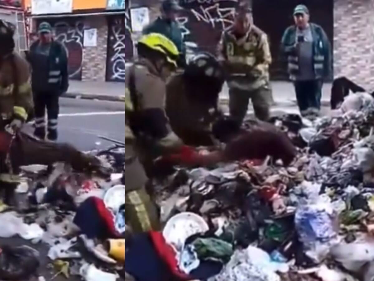 VIDEO: Un habitante de calle se salvó de morir en un camión compactador de basura en Bogotá