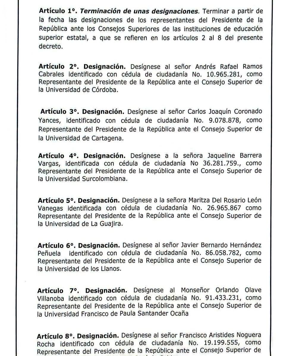 Designación de Monseñor Orlando Olave, obispo de Ocaña, en el Consejo Superior de la UFPSO.