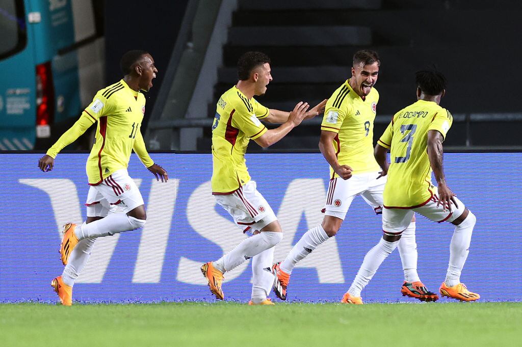 Selección Colombia Sub-20 celebra un gol en el Mundial (Photo by Tim Nwachukwu - FIFA/FIFA via Getty Images)