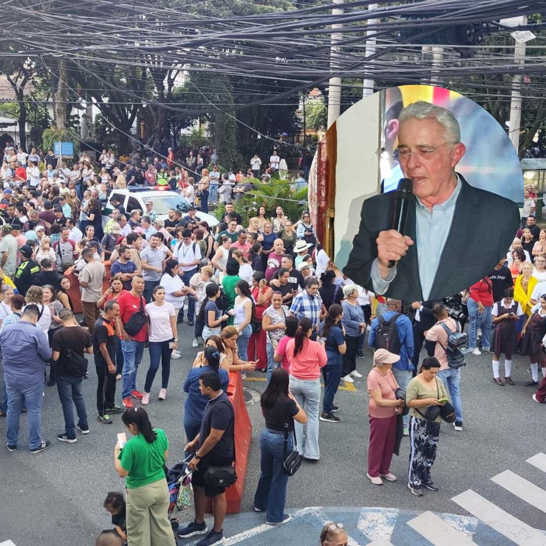 Seguidores de Uribe en el parque de Sabaneta, Antioquia - foto Caracol Radio