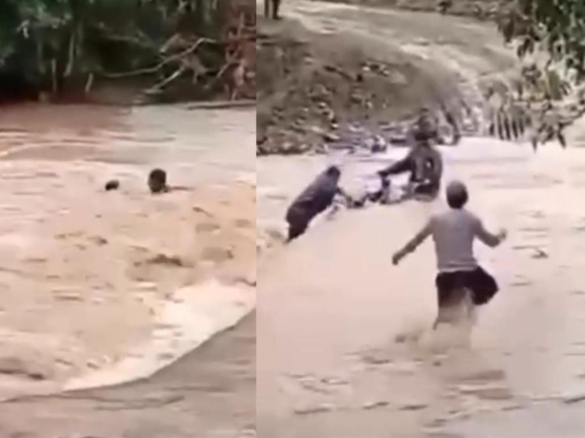 Creciente súbita arrastró a dos motociclistas en el sur del Tolima: se salvaron de milagro