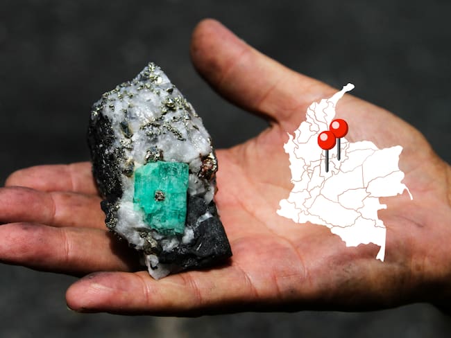 Esmeralda colombiana sobre la mano de un minero (Getty Images)