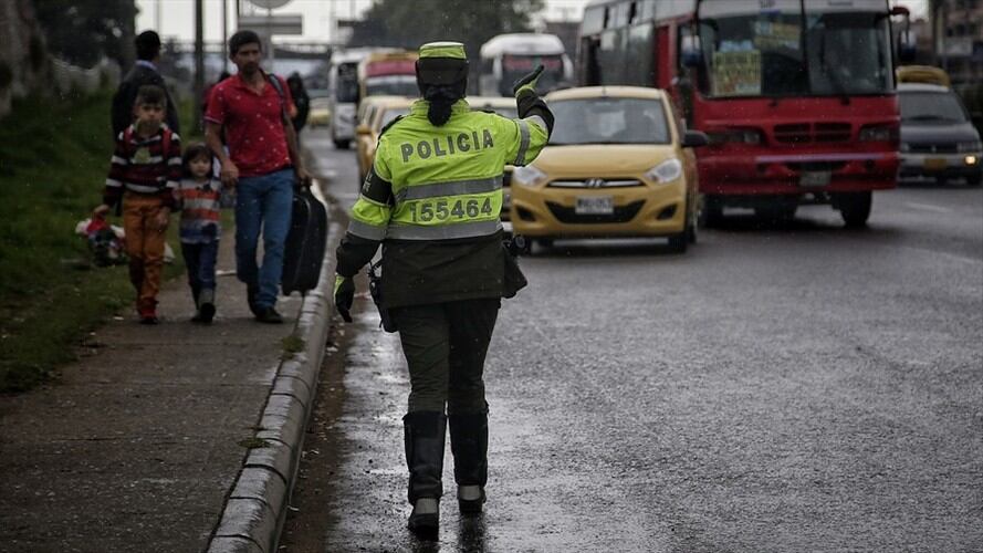 La Policía de Tránsito estuvo acompañando la protesta durante el día en el que no se presentó alteración del orden público. Foto: Colprensa