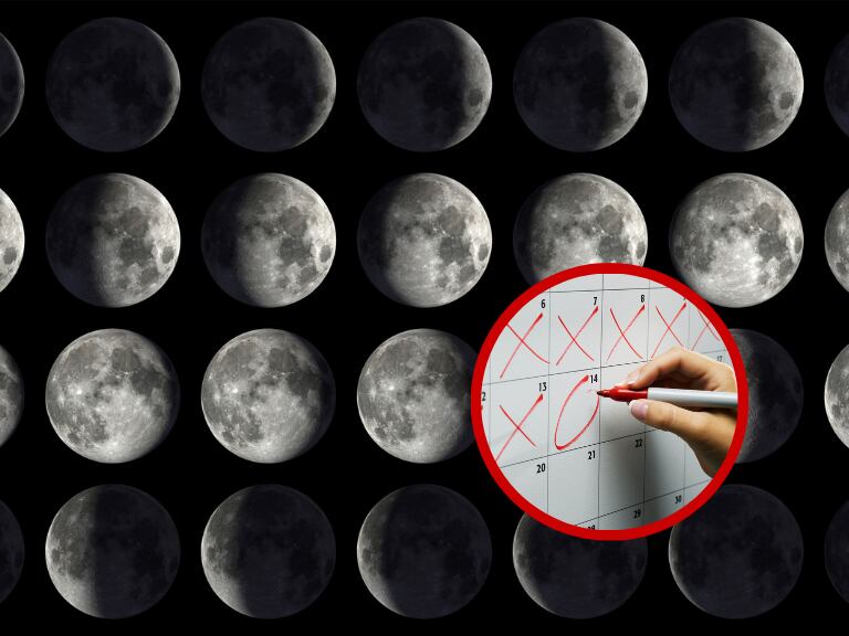 Imagen de referencia: fases lunares / persona señalando un calendario con un marcador // Getty Images