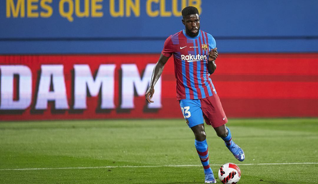 Samuel Umtiti con el Barcelona en el Trofeo Joan Gamper 2021