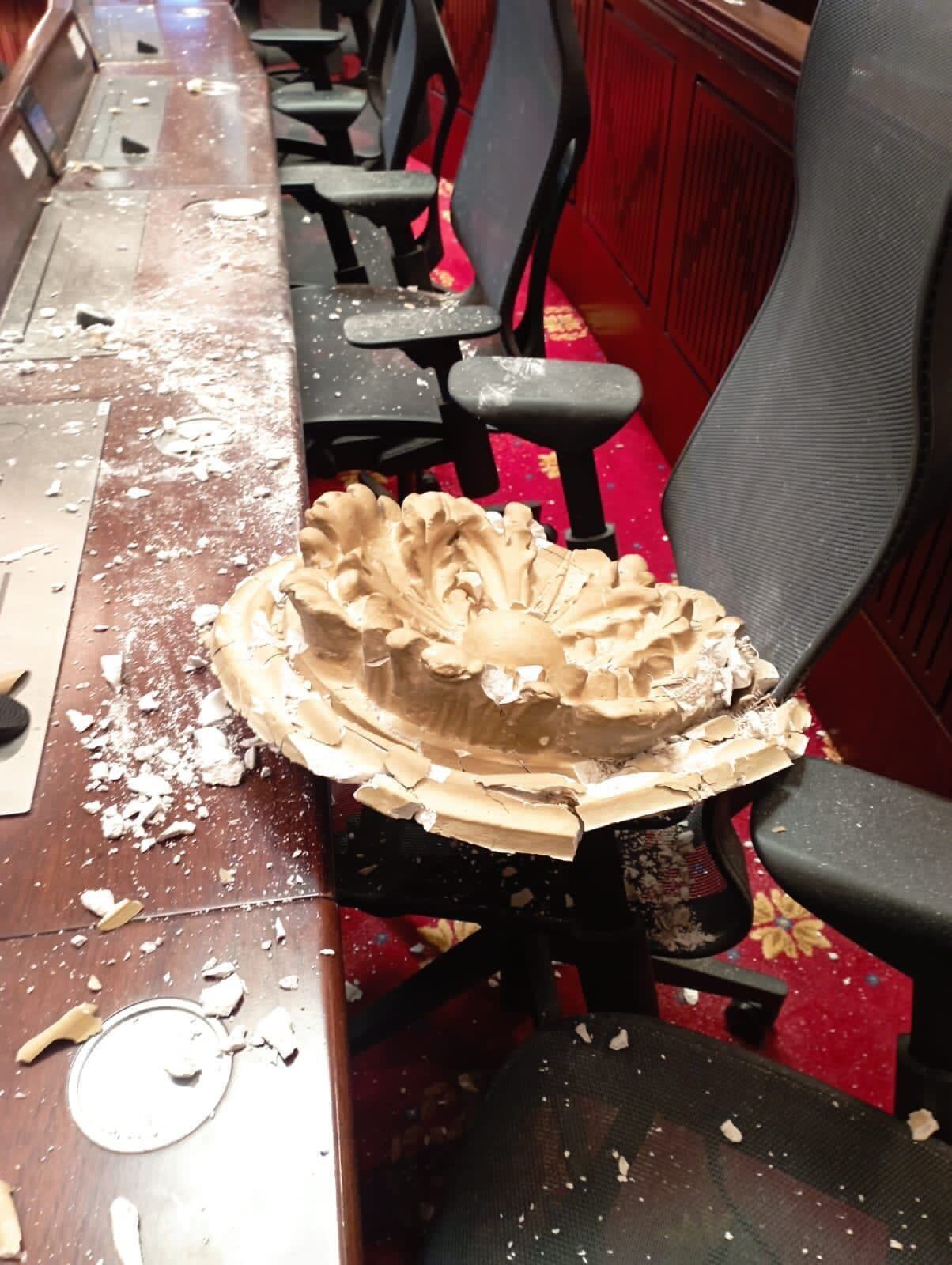 El Salón Elíptico de la Cámara de Representantes presentó afectaciones tras el sismo en Colombia (Foto: Cortesía)