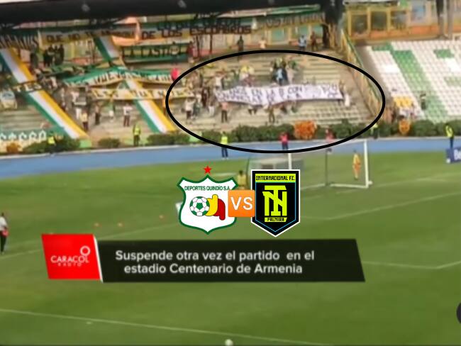 Protesta de los hinchas del Deportes Quindío en el Estadio Centenario de Armenia