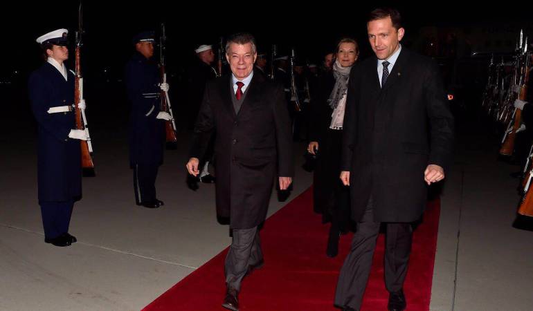 El presidente Juan Manuel Santos llegó a Washington para visita de Estado.