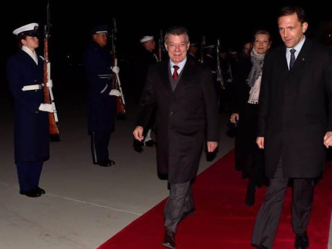El presidente Juan Manuel Santos llegó a Washington para visita de Estado.