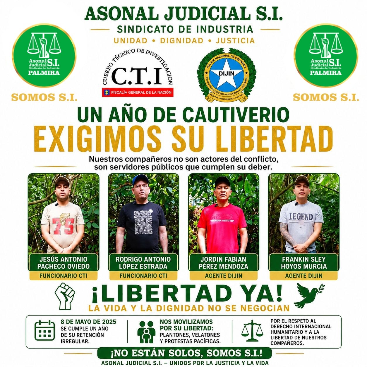 Asonal conovca mañana marcha por la libertad de los funcionarios judiciales secuestrados/ Foto Cortesía