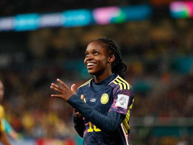 MELBOURNE, VICTORIA, AUSTRALIA - 2023/08/08: Linda Caicedo of Colombia celebrates a score during the FIFA Women&#039;s World Cup Australia & New Zealand 2023 Round of 16 match between Colombia and Jamaica at Melbourne Rectangular Stadium. Columbia won the match 1-0. (Photo by George Hitchens/SOPA Images/LightRocket via Getty Images)