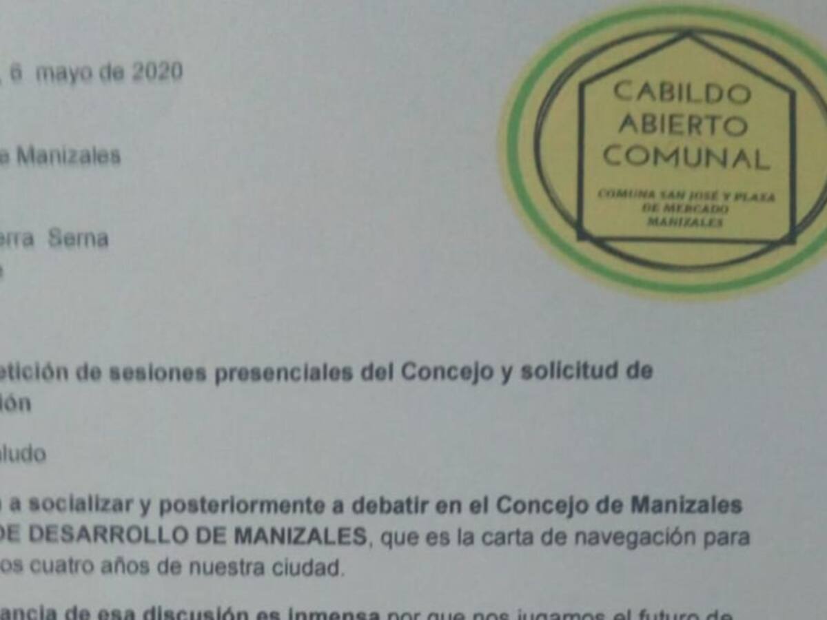 Ciudadanos piden al Concejo de Manizales sesionar de manera presencial