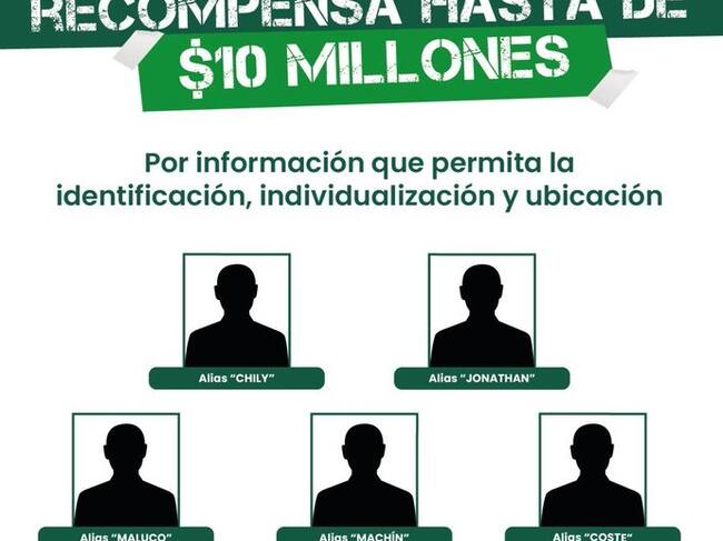 Recompensa por red de apoyo del frente 36 de las disidencias en Medellín