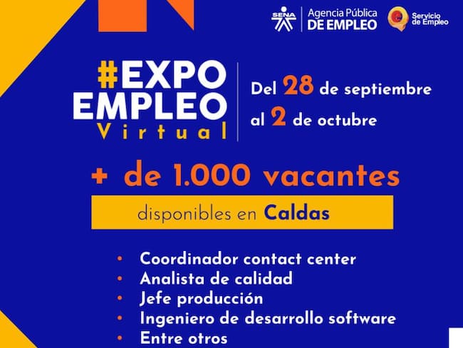 Convocatoria para aplicar a empleos a tavés del SENA.