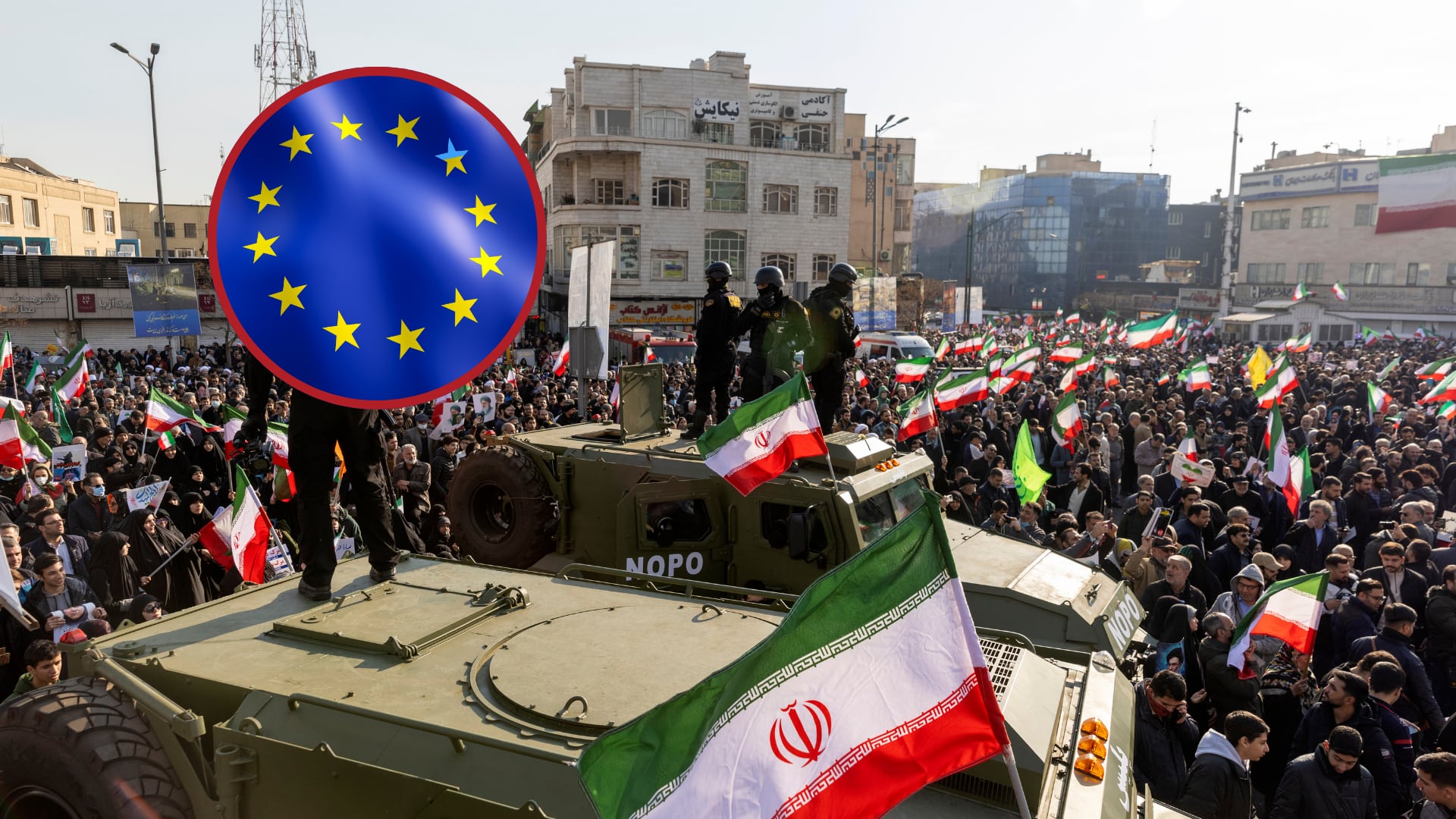 Protestas en Irán. Foto: Stringer/Getty Images)Unión Europea. Foto: Getty Images.