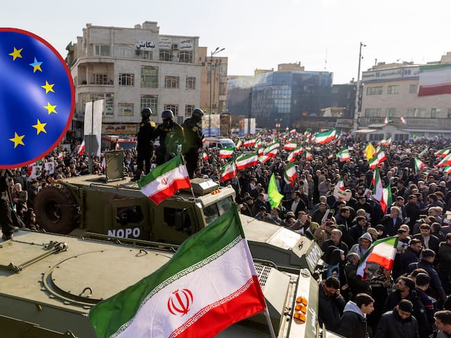 Protestas en Irán. Foto: Stringer/Getty Images)Unión Europea. Foto: Getty Images.