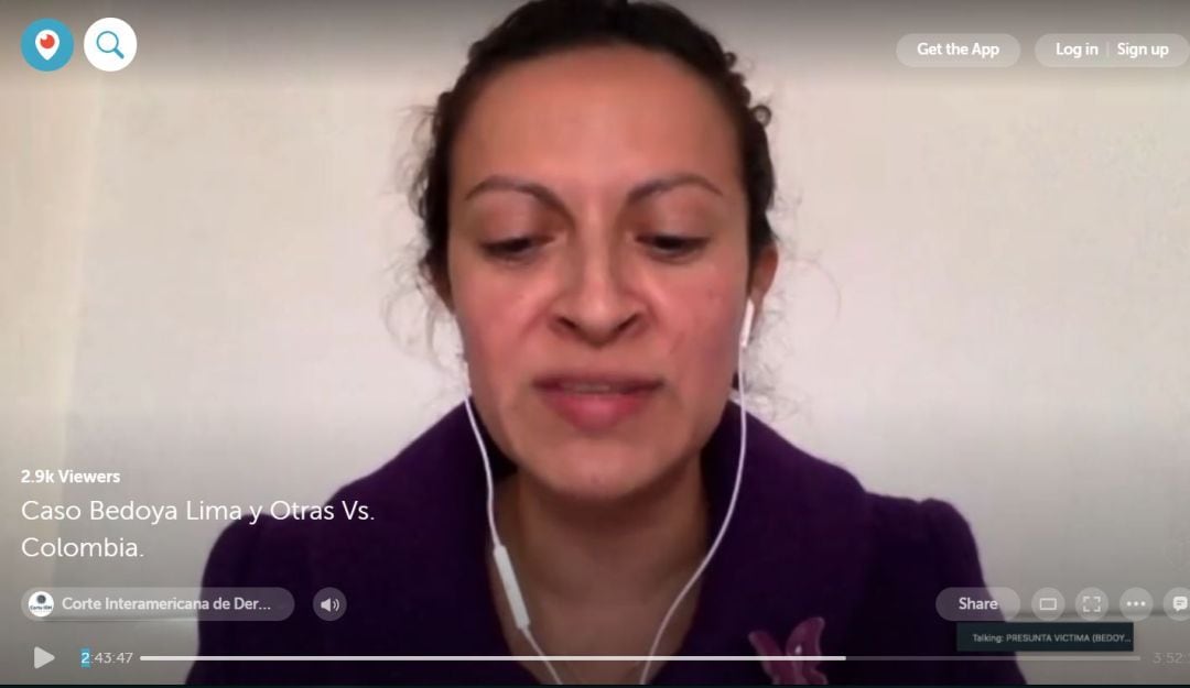 Foto tomada de la audiencia de la CIDH por el caso Jineht Bedoya