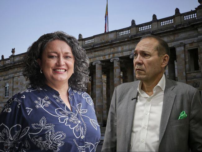 Senadora ponente de la reforma , Angélica Lozano y el Ministro del Trabajo Antonio Sanguino