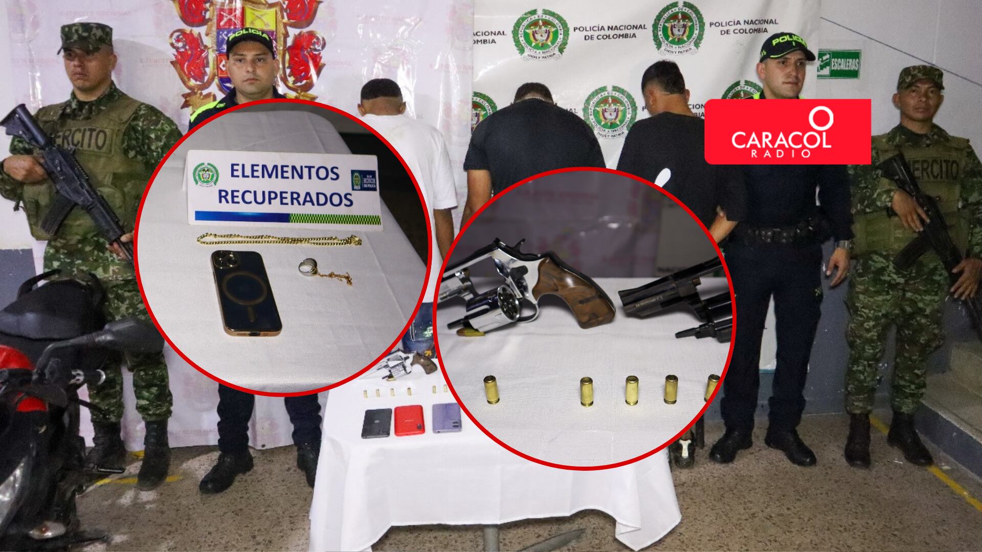 Motoladrones capturados tras asaltar a un familia en la vía Cali - Jamundí