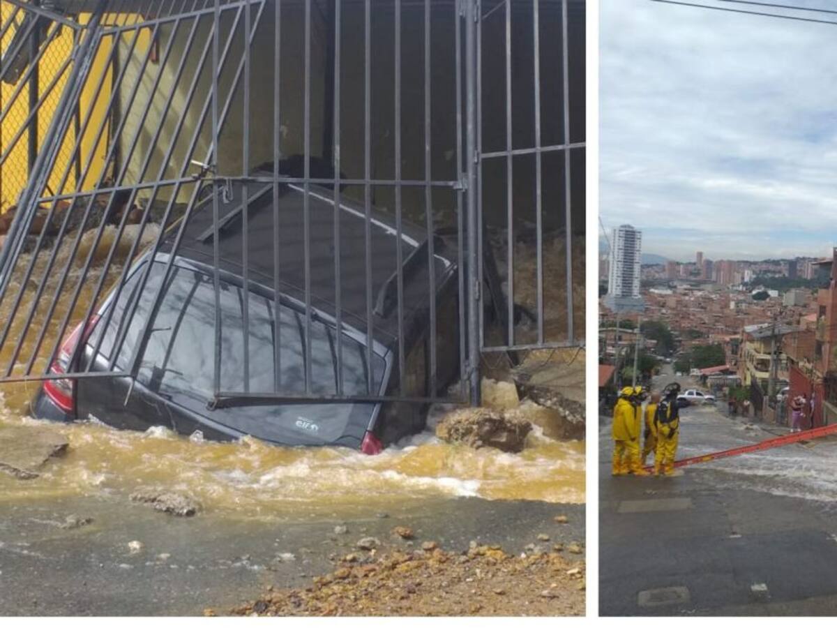 Daño de un tubo en Bello, ocasionó graves daños a un parquedero