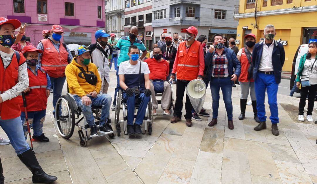 Protesta de trabajadores de zonas azules de Manizales