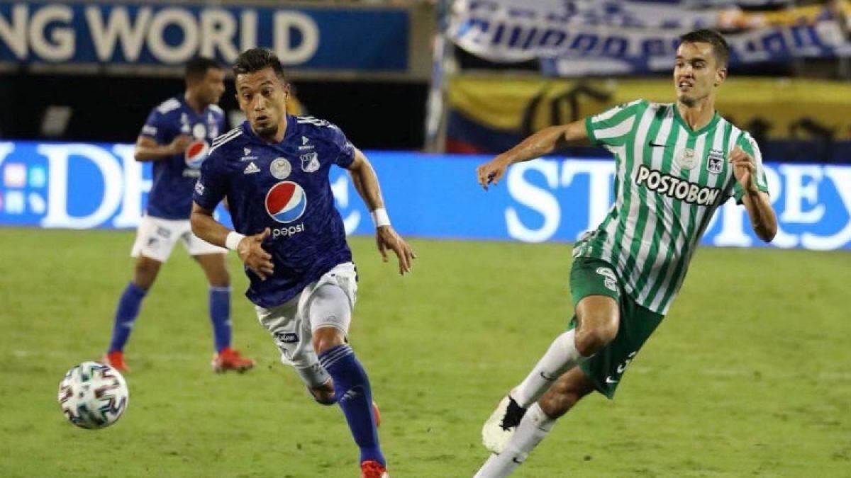 Fernando Uribe (Millonarios) y Felipe Aguilar Mendoza (Atlético Nacional) / Foto: Colprensa