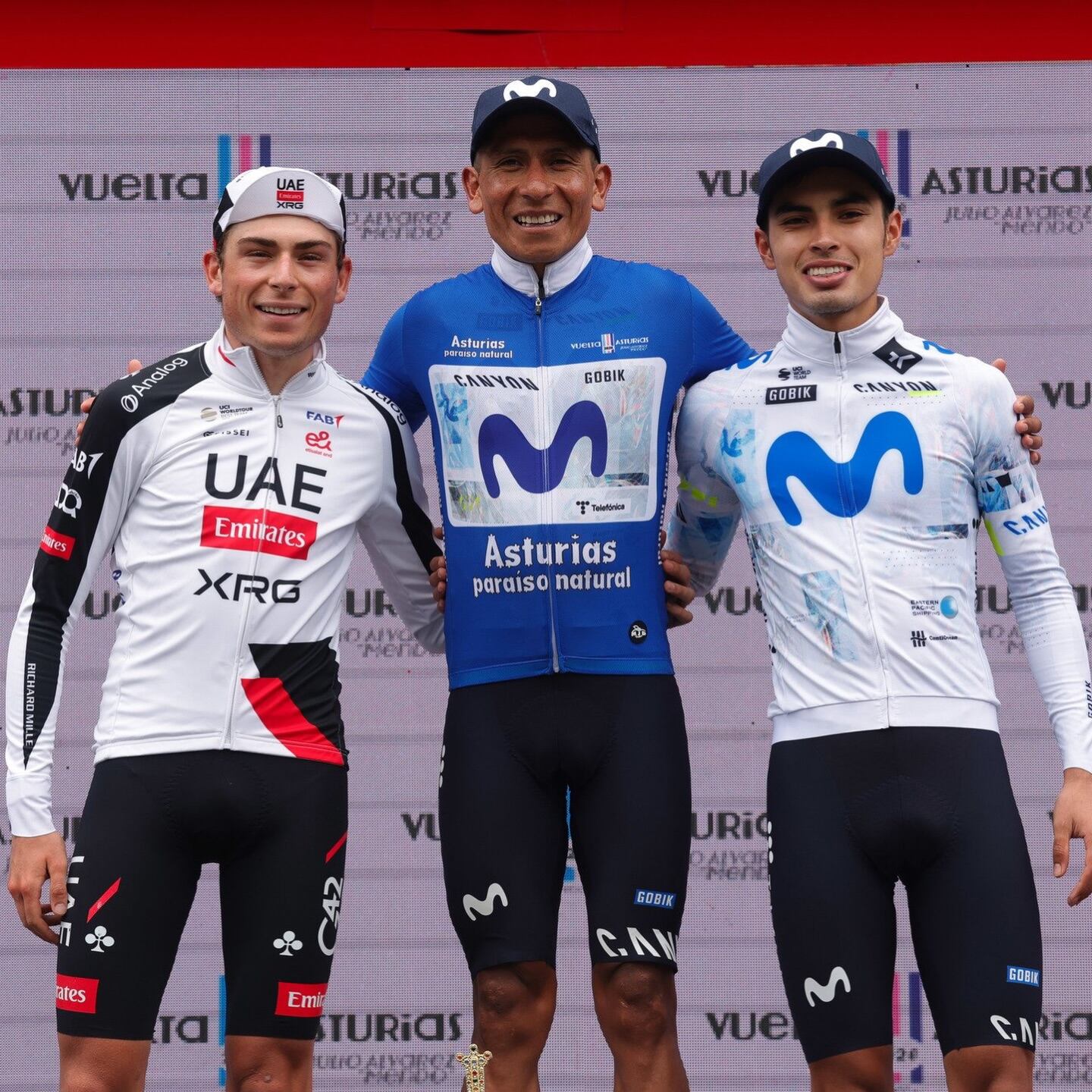 El ciclista Diego Pescador del Quindío tercero en la clasificación general en la vuelta a Asturias en España. Foto: Cortesía Vuelta a Asturias/ Movistar Team