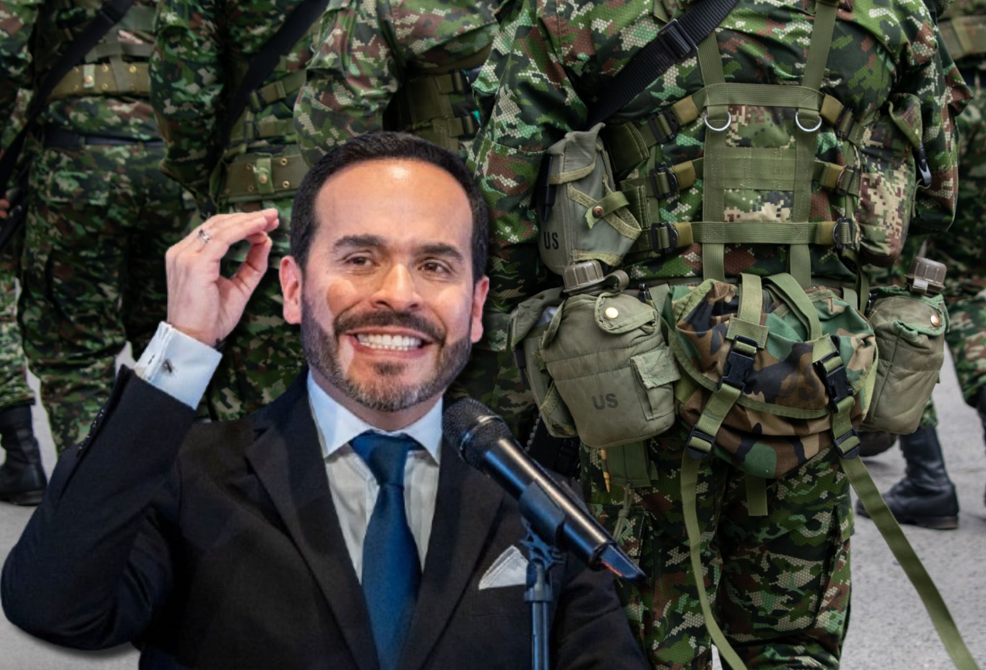 Abelardo de la Espriella y soldados Colombia. Fotos: (Photo by Diego Cuevas/Getty Images) / Getty Images