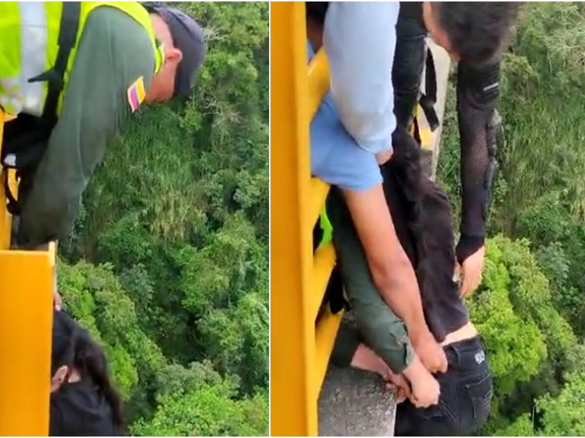 Policías se visten de héroes y salvan una vida en el puente de la variante de Ibagué