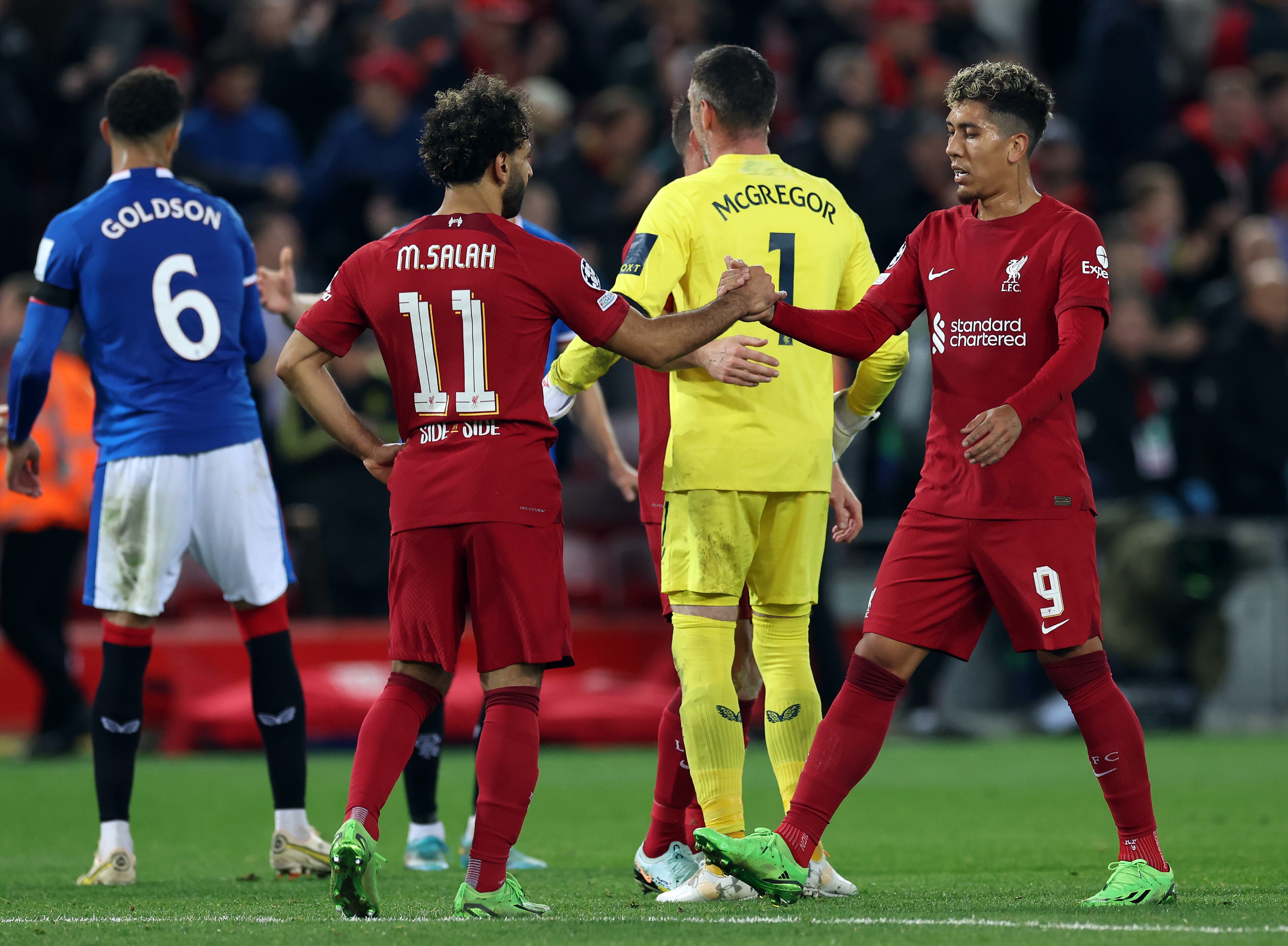 Mohamed Salah y Roberto Firmino brillaron en la victoria del Liverpool sobre Rangers.