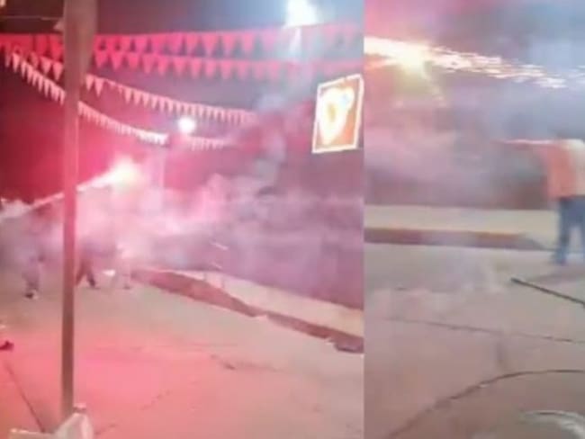 Jóvenes juegan a enfrentarse con pólvora en Remedios, Antioquia. Foto: Cortesía.