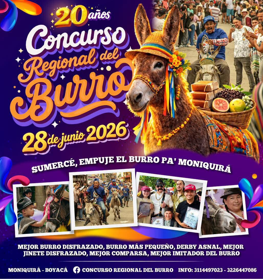 El Concurso Regional del Burro en Moniquirá, llega a su versión número 20 este domingo 28 de junio.