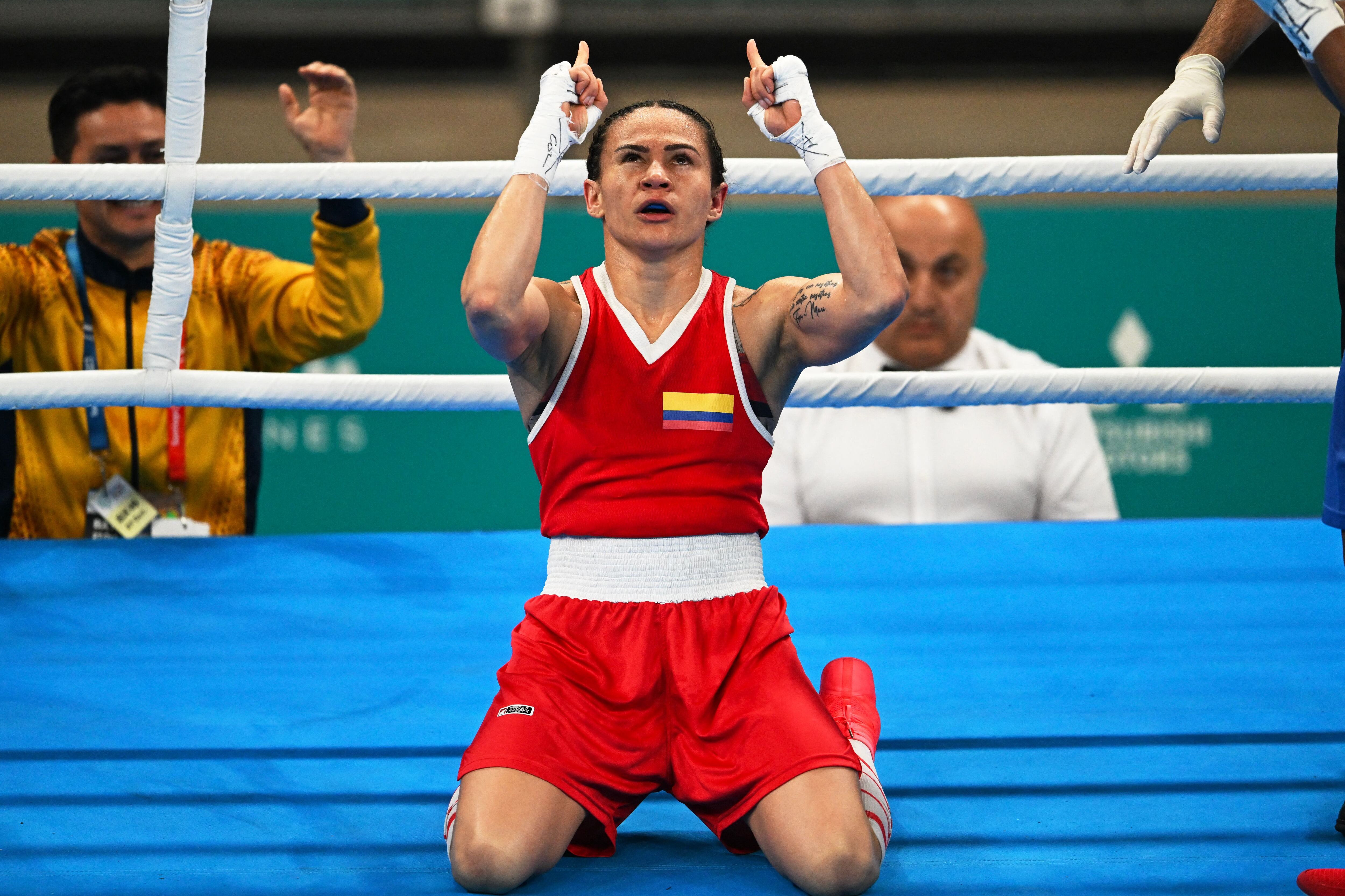 Yeni Arias ganó el oro para Colombia en el boxeo femenino. (Photo by Raul ARBOLEDA / AFP) (Photo by RAUL ARBOLEDA/AFP via Getty Images)