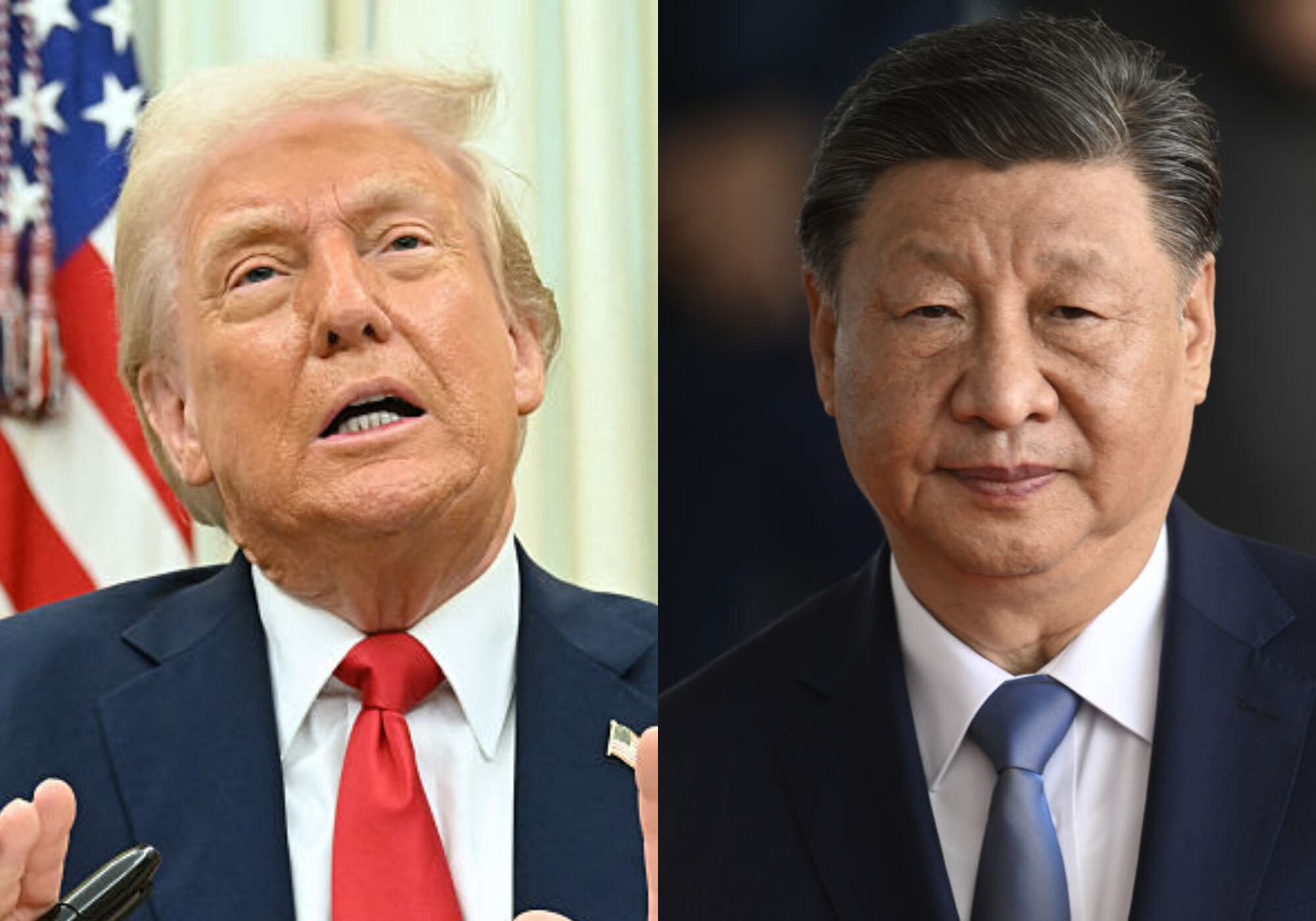Donald Trump y Xi Jinping. Foto: (Photo by SAUL LOEB / AFP) (Photo by SAUL LOEB/AFP via Getty Images)  / (Photo by Mateus Bonomi/Anadolu via Getty Images)